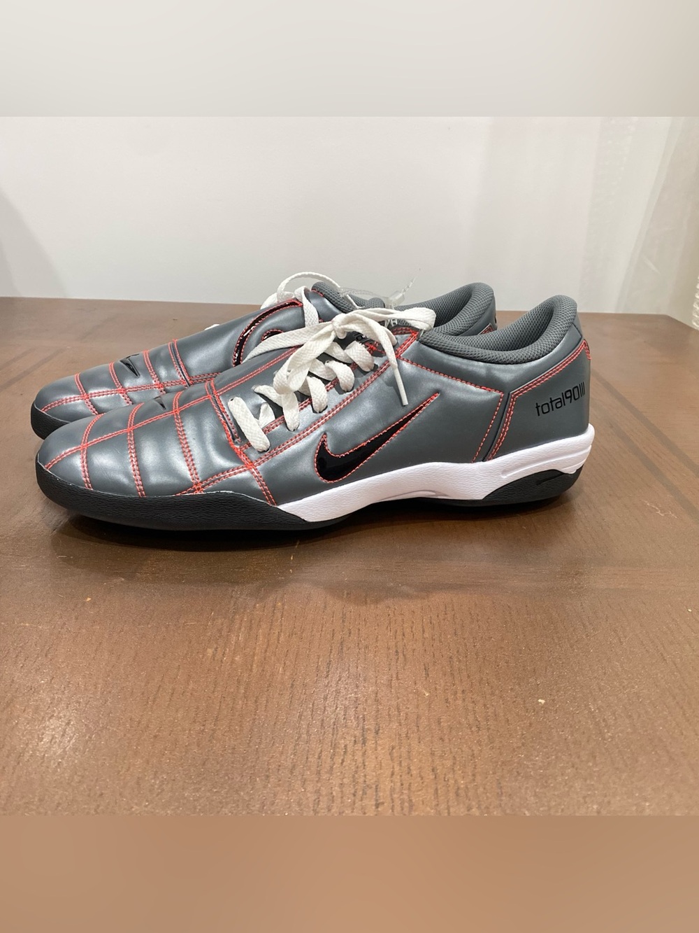 Nike Total 90 Men’s Gray Athletic Shoes with Red Stitching